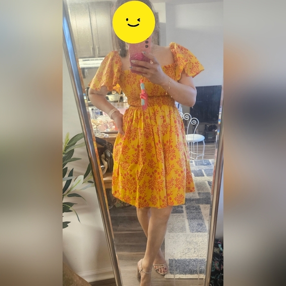 Weekend Max Mara Yellow Floral Print Summer Baby Doll Dress Size S - Picture 4 of 7